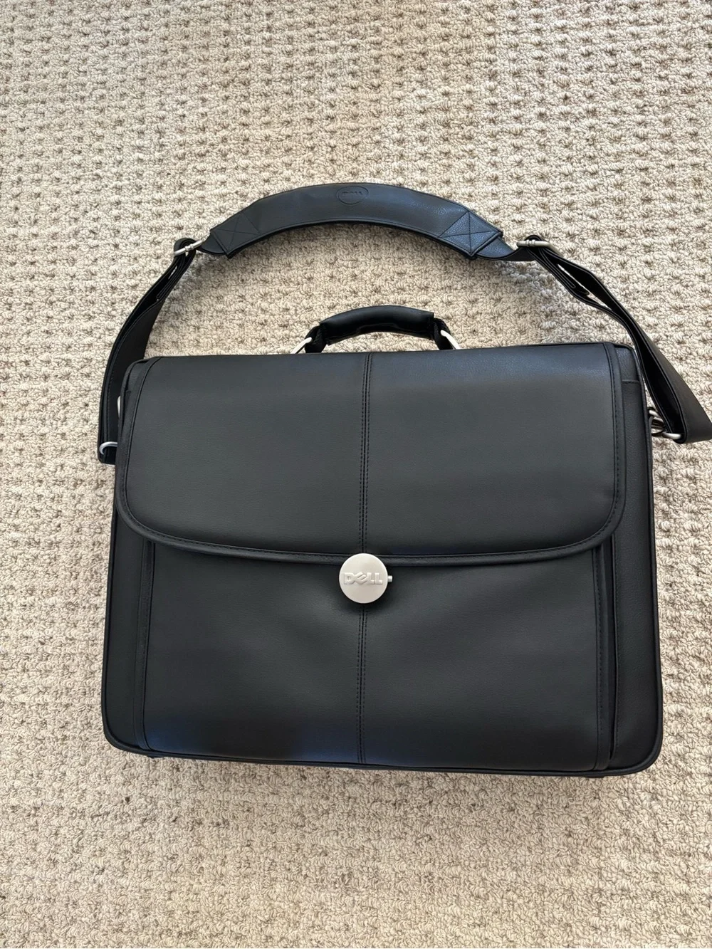 Vintage Dell Black Laptop Brief Case Messenger Bag Multi Compartment